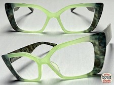 Oversized Exaggerated Retro READING EYE GLASSES READERS Large Green Frame 1.25