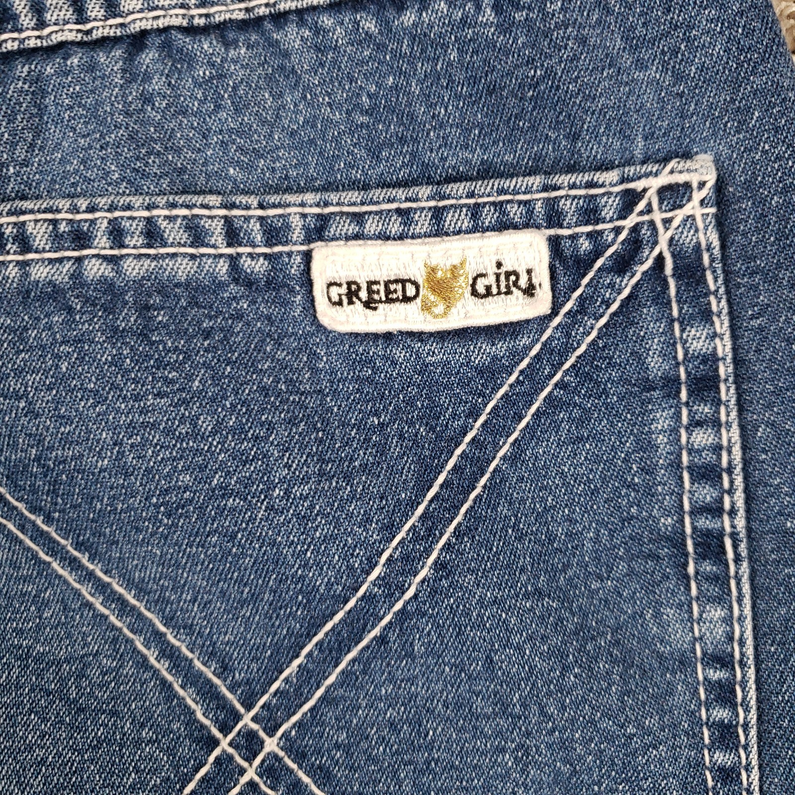 Vintage Y2k Greed Girl Jeans size 1 (24x28) Blue Wide Leg Baggy 00s Made in USA image 6