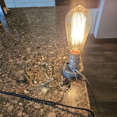 Zinc Mason ''Fruit Jar'' Electric Lamp Adaptor with Cord Set Make A Lamp Assembled