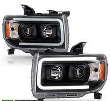 2015-2022 GMC Canyon Black LED Tube Upgrade Projector Headlights Pair Left+Right