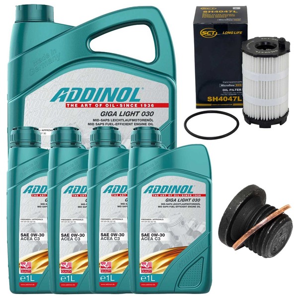 MotoröL Filter Set Addinol 0W-30 9 Liter + Schraube FüR Audi A5 A6 Vw Touareg-image