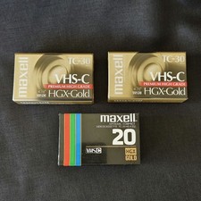 VHS-C Tape Maxell Lot 3 New Sealed HGX Gold TC-30 x2 TC-20 Videocassette