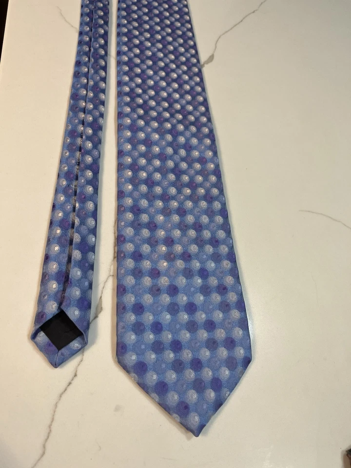 复古 Romario Manzini 系列蓝色领带 100% 真丝 — 第 2/4 张图片