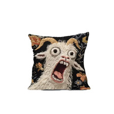 18X18 Inch Funny Screaming Goat Pillowcase - Short Plush Abstract Animal Print,