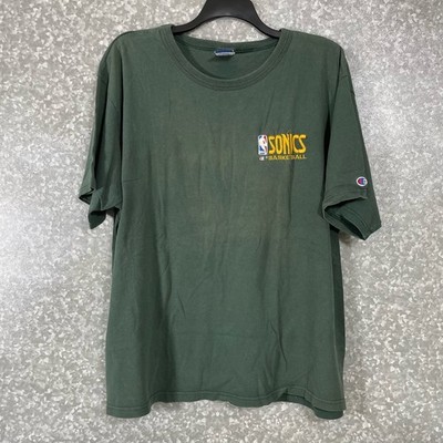 Vintage Seattle Sonics Champion Embroidered Green T-Shirt - Size XXL - Retro NBA