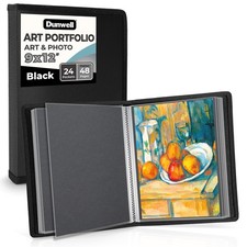 Dunwell 9x12 Art Portfolio Binder, Black Mounting Paper, Portfolio Binder for