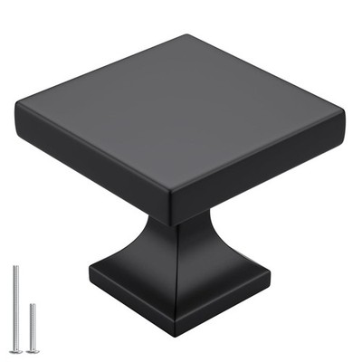 5 Pack Black Matte Square Drawer Knobs Zinc Alloy Cabinet Hardware Handle
