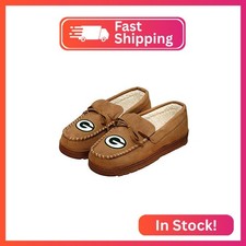 FOCO Green Bay Packers NFL Mens Team Logo Moccasin Slippers - L