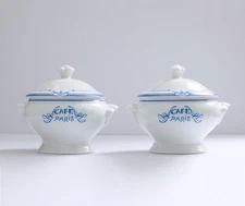 Set of 2 Bernardaud Cafe Paris Individual Soup Server Bowls and Lid Excellent!
