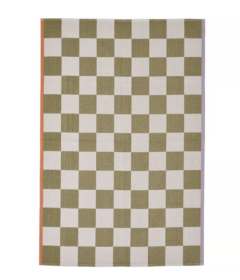 IKEA KLASSRUM 平織りラグ 133x195 cm IKEA KLASSRUM Rug Flatwoven White Green 133x195 cm 100% Cotton
