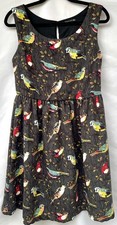 My Counter Collection Bird Print Sleeveless Fit Flare Skater Tea Dress Large