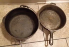 2 WAGNER WARE Chicken Skillet and Dutch oven (no lid) Griswold cast iron set