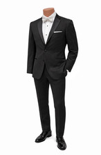Ike Behar Men  s Black Slim Fit Tuxedo 41R Jacket 35W Pants Super 120s Wool