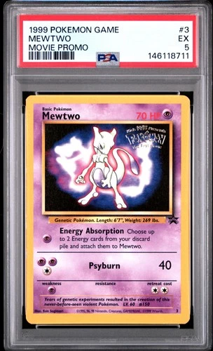 1999 POKEMON GAME MOVIE PROMO #3 MEWTWO PSA 5
