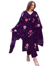 GoSriKi Women's Rayon Viscose Printed Straight Kurta with Pant & Dupatta