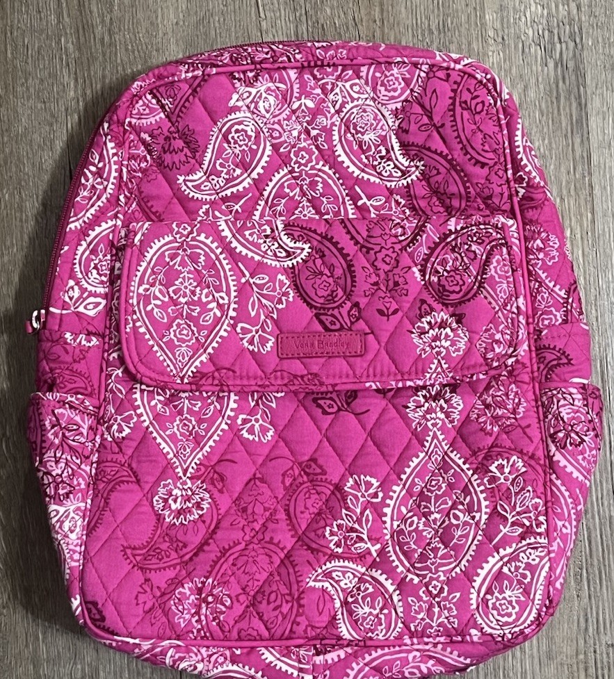 Vera Bradley Pink Paisley Quilted Backpack Pockets  display picture 2