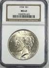 1934 Peace Dollar :  NGC MS63