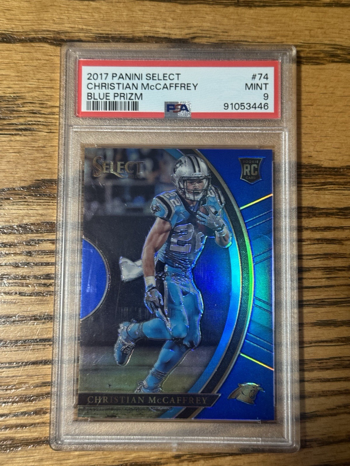2017 Panini Select Blue Prizm Rookie /149 Christian McCaffrey #74 PSA 9