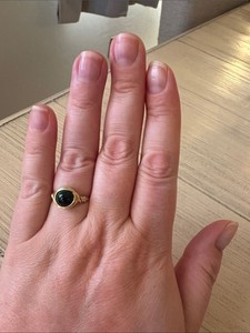 Authentic Handmade Gold-Plated Wire-Wrap Ring with Green Tiger Eye | Size 8
