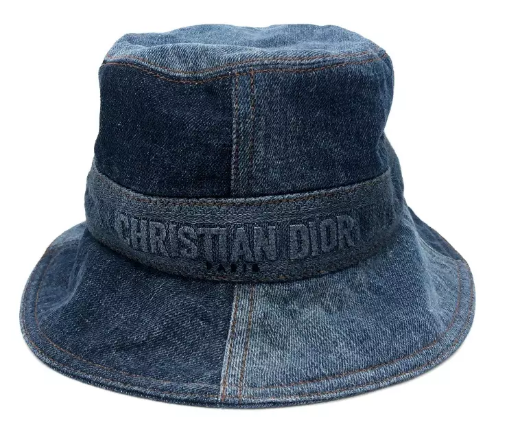 Dior 11DPD923A130 logo denim patchwork chapeau bob chapeau coton bleu d'occasion