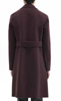 Theory Belted Double-Face Wool-Cashmere-Blend Felt Coat in Mink