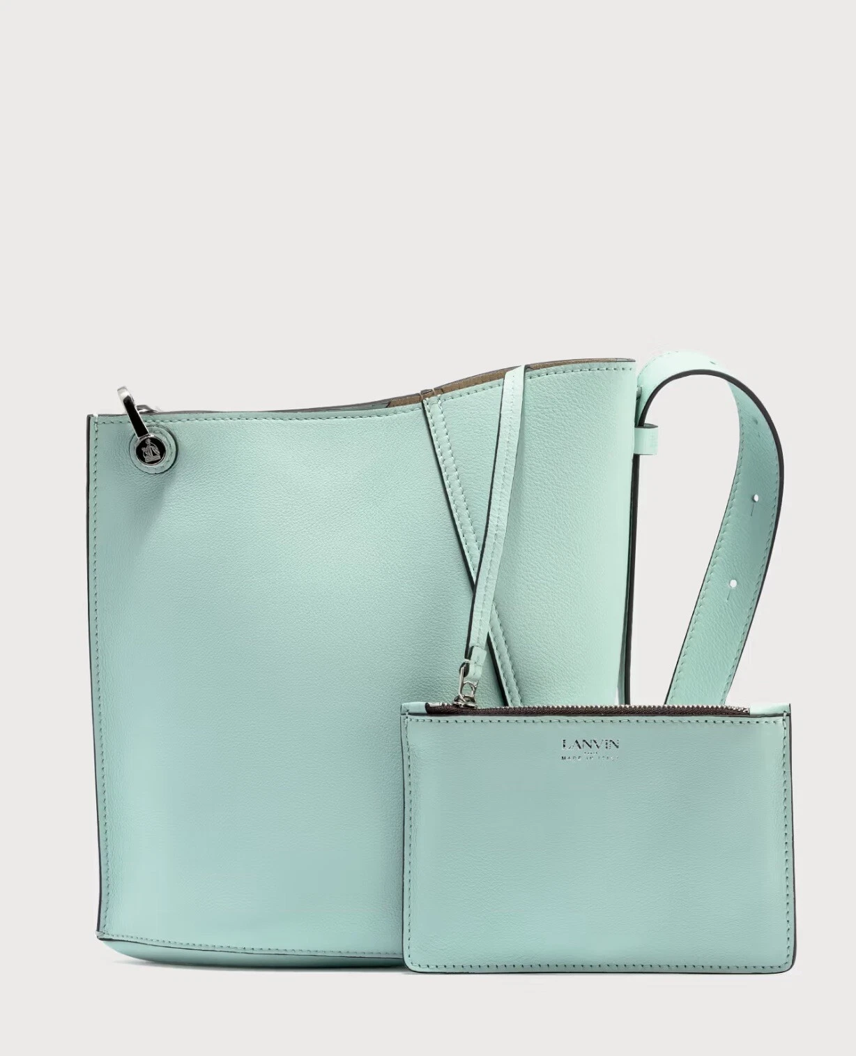 Lanvin — LANVIN PARIS HOOK BAG LIGHT BLUE CALFSKIN LEATHER WITH POUCH $1495