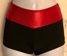 GK CHEER SHORT ADULT X-SMALL RED FOIL BLACK N/S DRYTECH GYM DANCE WORKOUT AXS