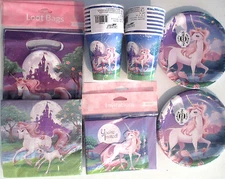 UNICORN FANTASY Birthday Party Supply Deluxe w/Plates,Napkins,Cups,Invites,Bags