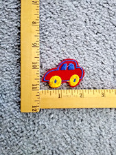 LOT OF 2 CHILDRENS RED CARS IRON ON PATCHES FREE SHIPPING