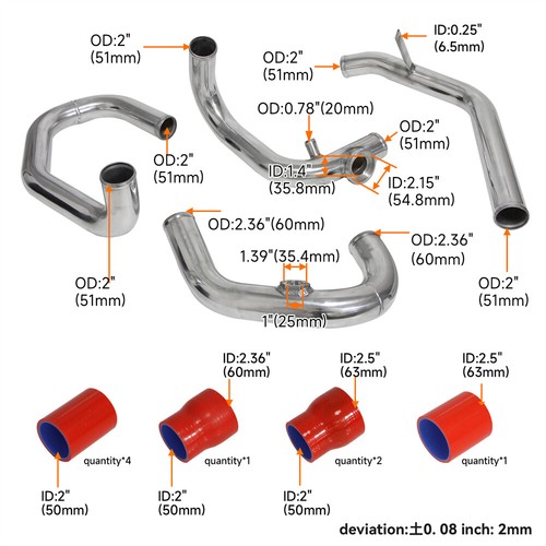 FMIC Intercooler Pipe Kit For VW Jetta GL GLS GLI Golf GTI MK4 1.8T 98-05 Red  - Picture 7 of 10