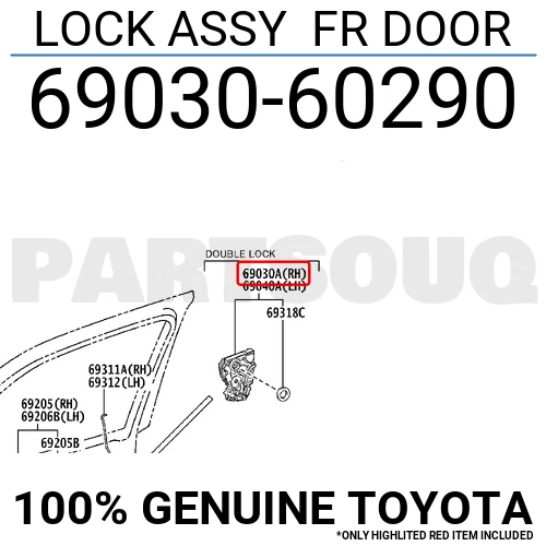 6903060290 Genuine Toyota LOCK ASSY FR DOOR 69030-60290 | eBay