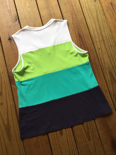 Liz Claiborne Active women's L blue green white color block tank w/ zip pocket - Picture 12 of 12