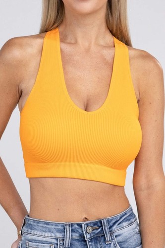 Zenana Ribbed Cropped Racerback Tank Top - Picture 8 of 28