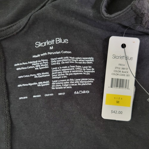 Camiseta sin mangas Skarlett azul para mujer ropa moldeadora mezcla de algodón negra correas cruzadas M - Imagen 6 de 7