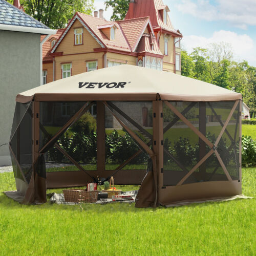 VEVOR Pop-up Camping Gazebo Camping Canopy Shelter 6 Sided 10' x 10' Sun Shade - Picture 1 of 12