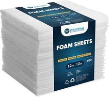 100Pack 12x12 Inch Cushion Foam Pouches Wrap Sheets for Fragile Items Shipping