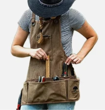 Ironwood Tool Co Garden Tool Apron Waxed Canvas Pockets Shoulder Straps NEW