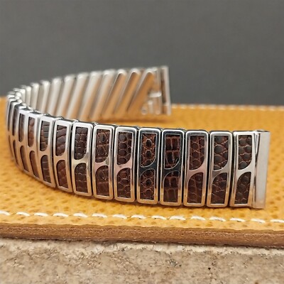 5/8'' JB Champion Stainless Steel & Lizard Unused 1950s nos Vintage Watch Band