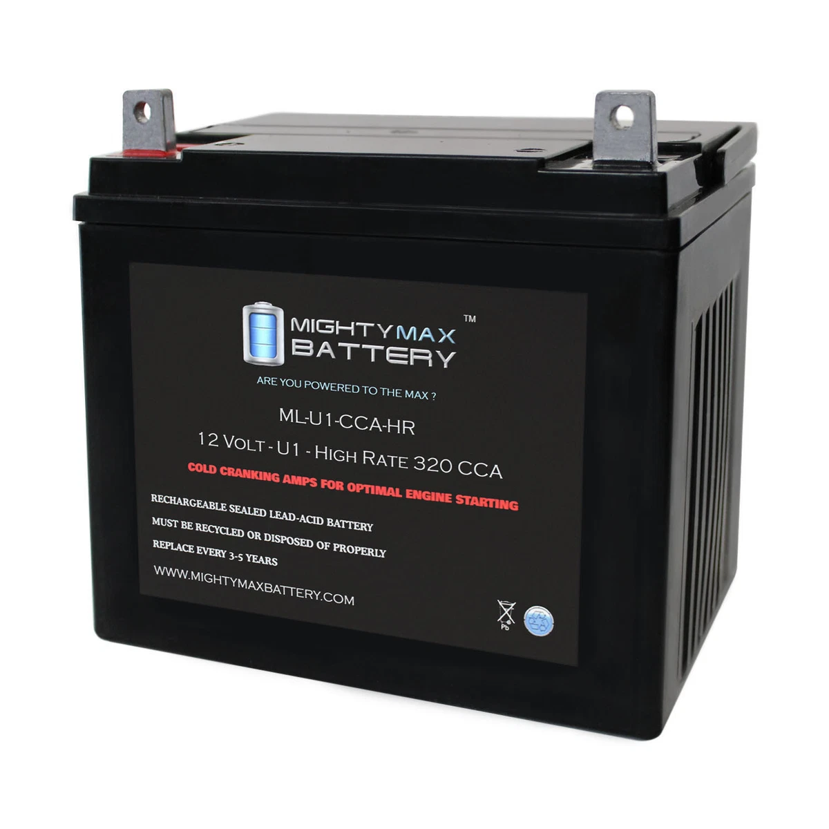 Mighty Max ML U1 CCAHR 12V 320CCA Battery for Kubota T2380 Lawn