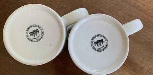 Stoneware Coffee Mug Tea Cup Winter Scene Log Cabin Set Of 2 Test Rite Intl 4” - Picture 5 of 7
