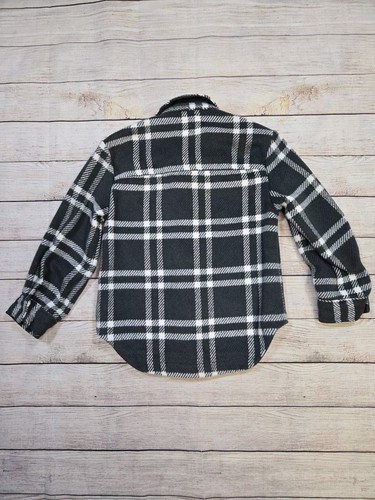 Cat And Jack Girls Jacket Shirt Shacket Size Small 6-6x gray plaid snap button - Picture 7 of 7