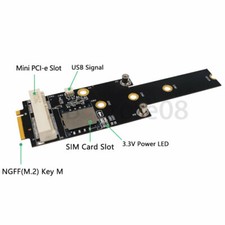 Mini PCI-E to M.2 NGFF key M Adapter With SIM card Slot f WiFi/WWAN/LTE Module