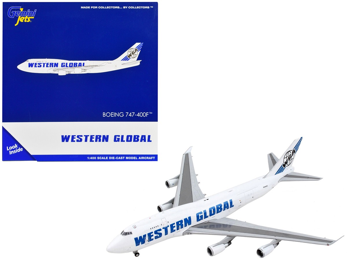 Geminijets 1/400 WESTERN GLOBAL 747−400F Boeing 747-400F Commercial Aircraft Western Global White