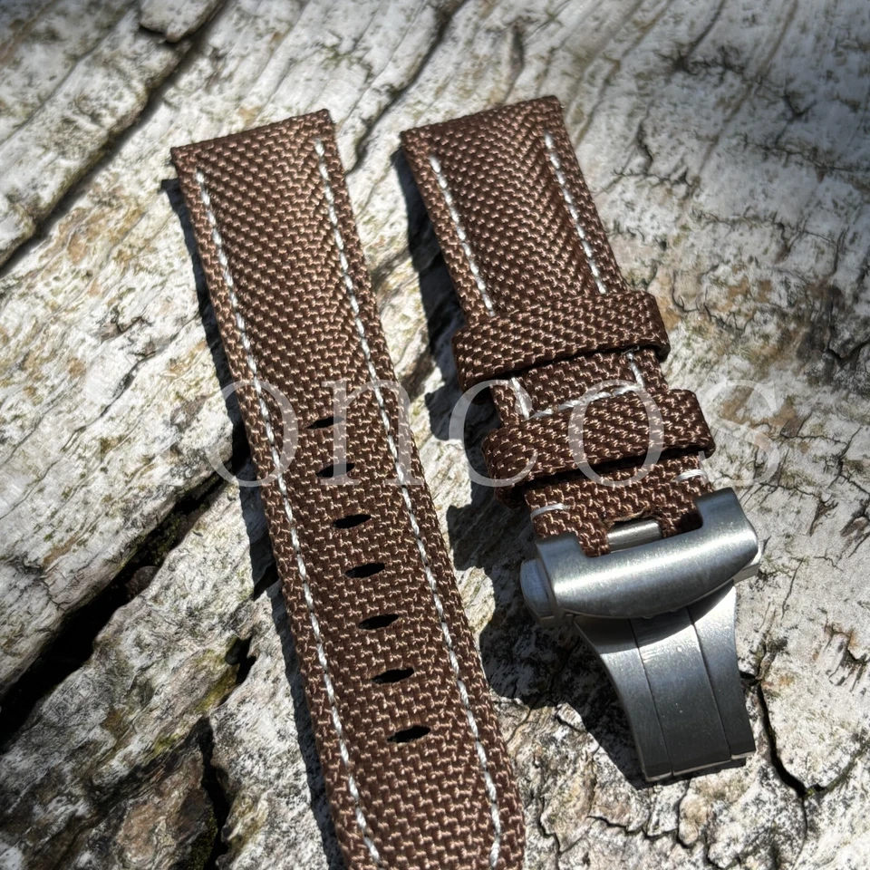 24 мм холщовый ремешок для часов подходит для Panerai новая застежка коричневый белый - Изображение 3 из 4