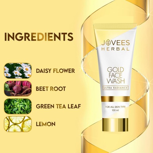 Jovees Herbal Ultra Radiance GoldFace Wash|Gives Nourished & Hydrated Skin 100ml - Picture 3 of 5