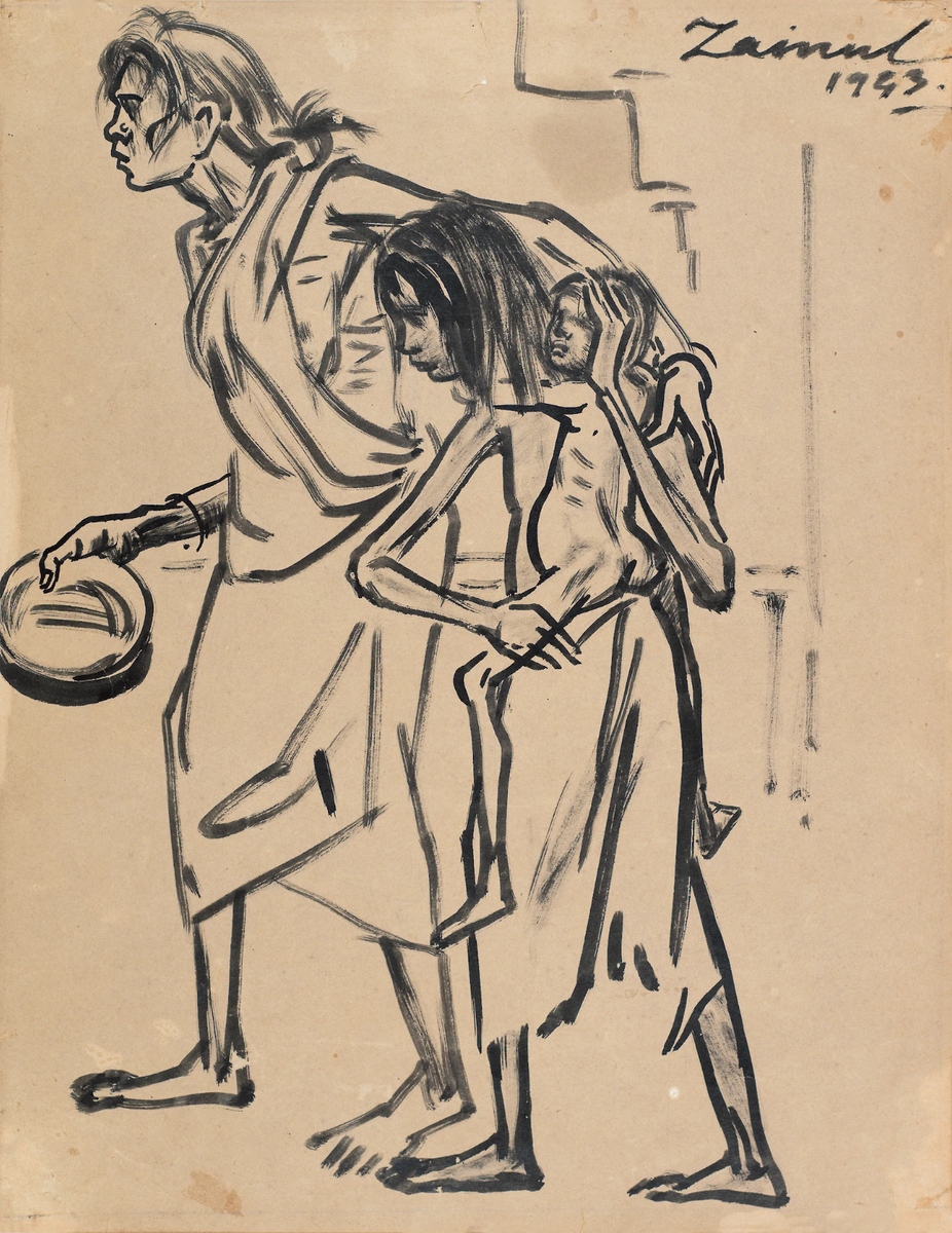 Famine Sketch : Zainul Abedin : 1943 : Archival Quality Art