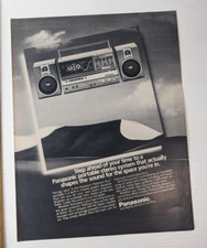 vintage 1984 Panasonic boom box cassette radio PRINT AD black and white