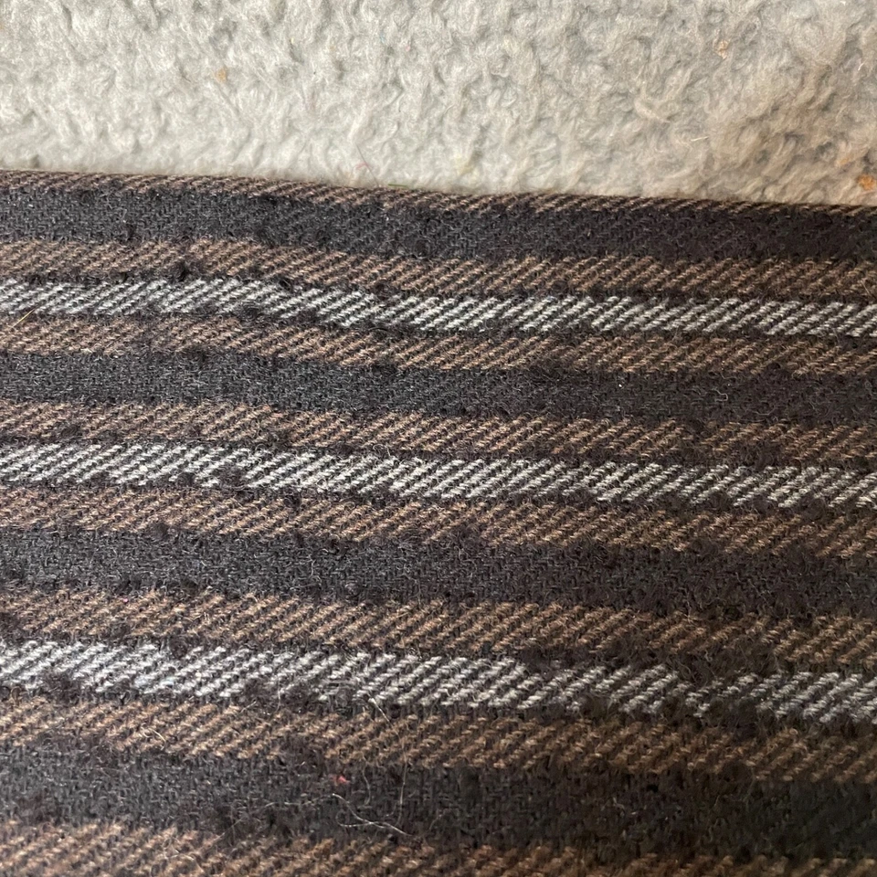 Fabric Lot 1 Yd 14 Ins 58 W Fall Suitings Gray Brown Black Herringbone Stripe - Image 2 of 4
