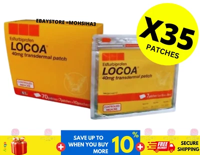 5 Pack ( 35 Patches ) LOCOA 40mg Transdermal Joint Pain Relief