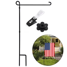 Garden Flag Holder Stand with Anti-Wind Clip Yard Flag Holder Metal Flagpole